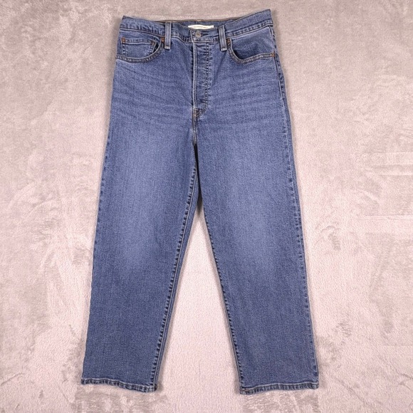 Levi Strauss Signature Denim - Levi's Ribcage Straight Ankle Jeans Women Msr 30x25 Medium Wash Button Fly